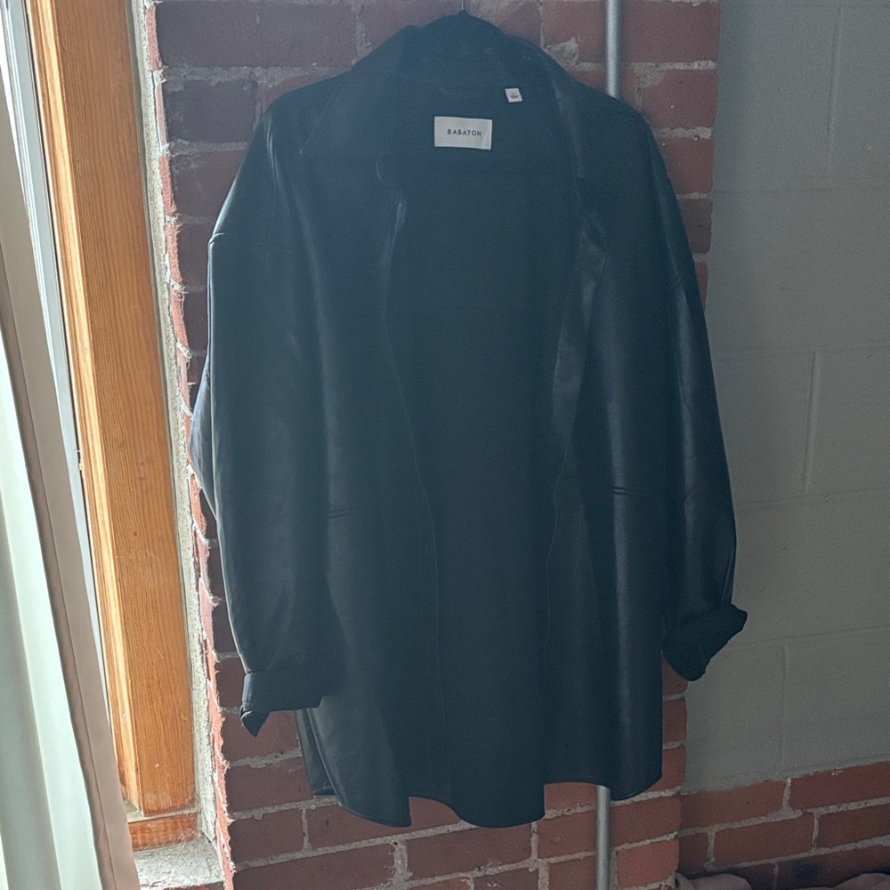 Babaton Black Faux Leather Shacket